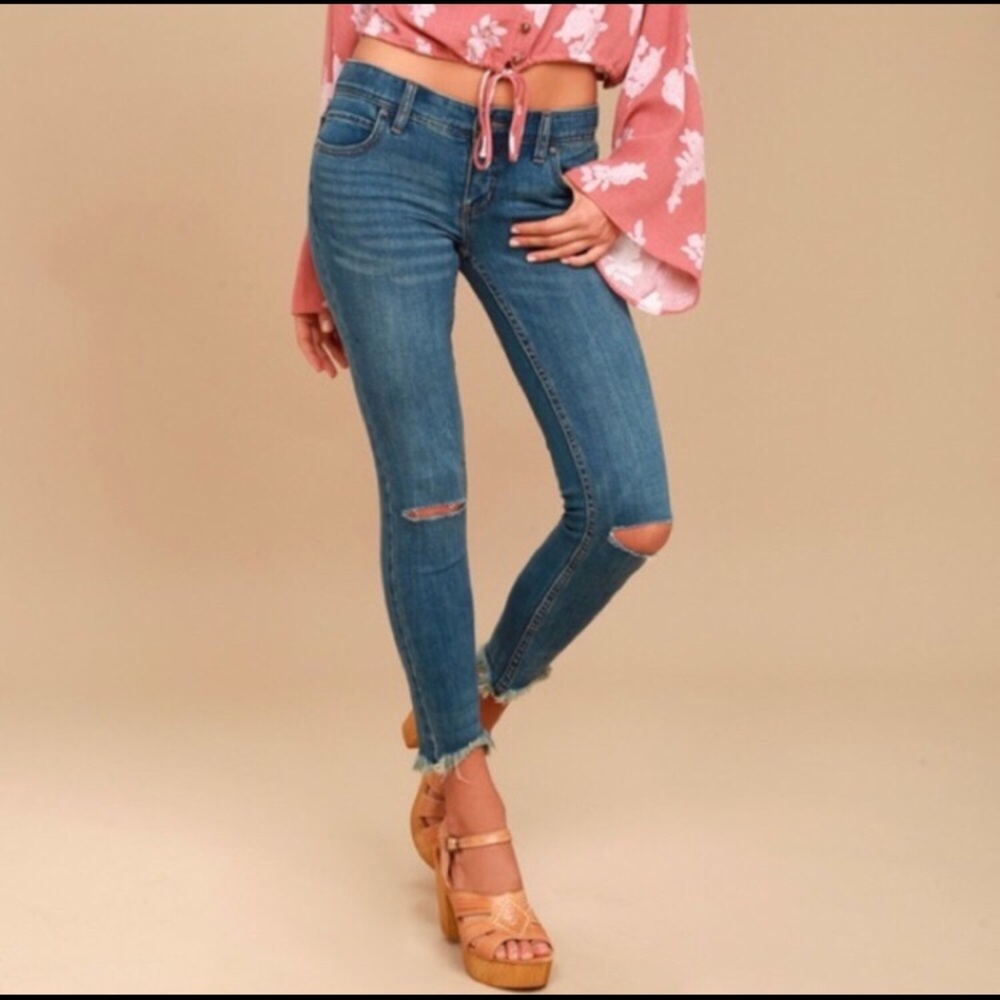 Free People Raw Hem Ankle Jeans
